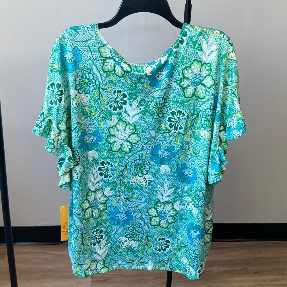 Ruby Rd top floral print pattern top with stretch boho casual office 2X - Picture 15 of 16